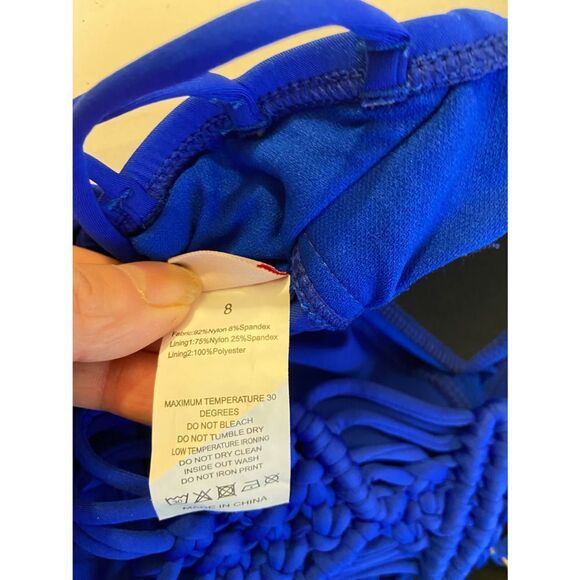 New blue fir pearl bath suit size 8 ruched - Picture 2 of 8